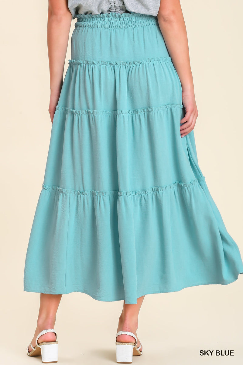 High Waisted Tiered Maxi Skirt