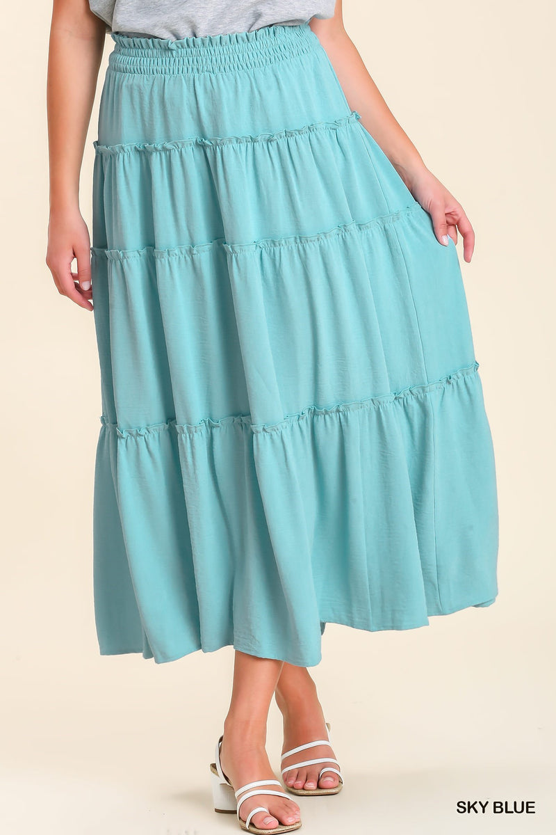 High Waisted Tiered Maxi Skirt