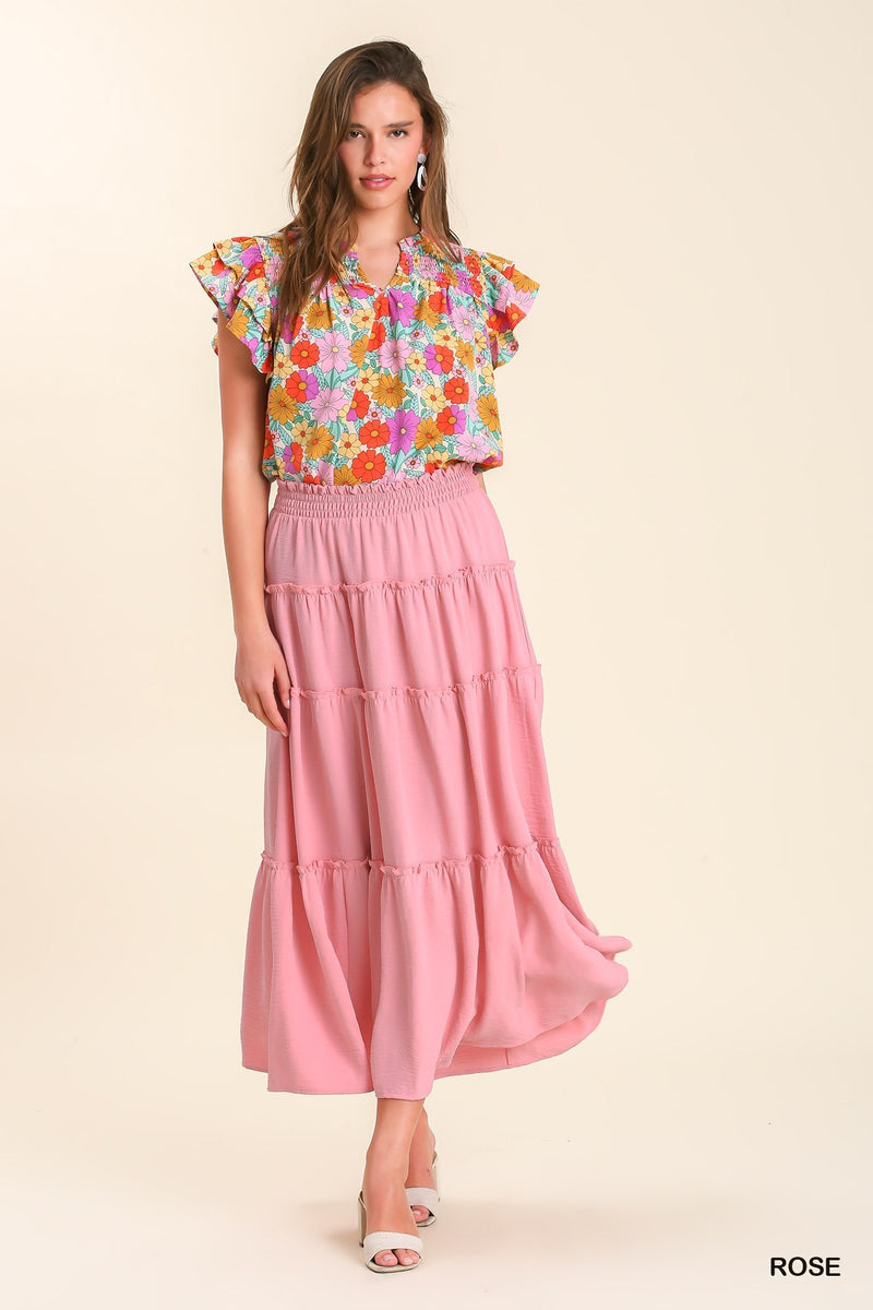 High Waisted Tiered Maxi Skirt