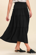 High Waisted Tiered Maxi Skirt