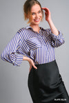 Satin Stripe Button Down Top