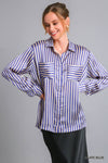 Satin Stripe Button Down Top