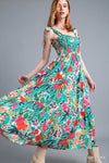 Smocked Bodice Floral Maxi Dress