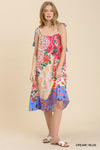 Mixed Print Sleeveless Tassel Tie 3-Way Convertible Maxi Dress