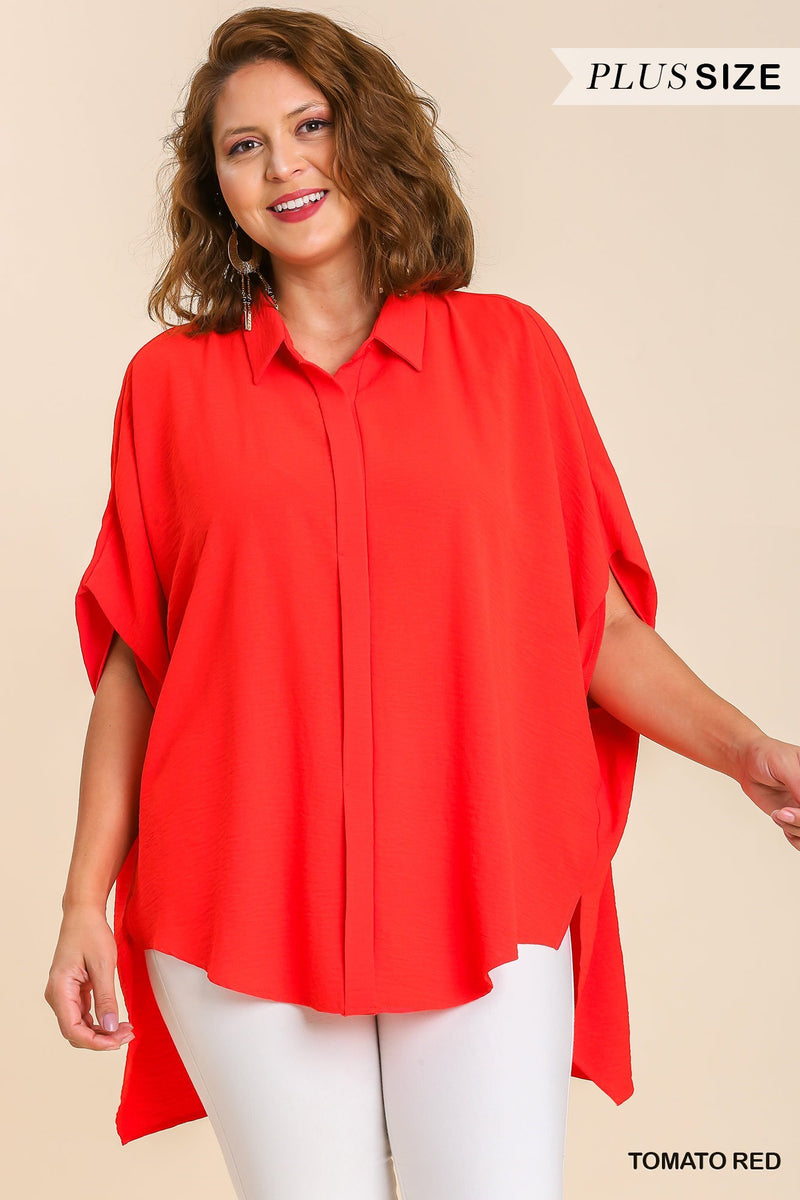 Oversized Button Down Hi-Low Shirt